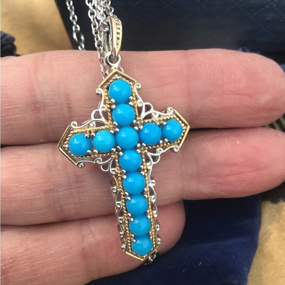 NWOT Gems En Vogue Turquoise Cross Necklace